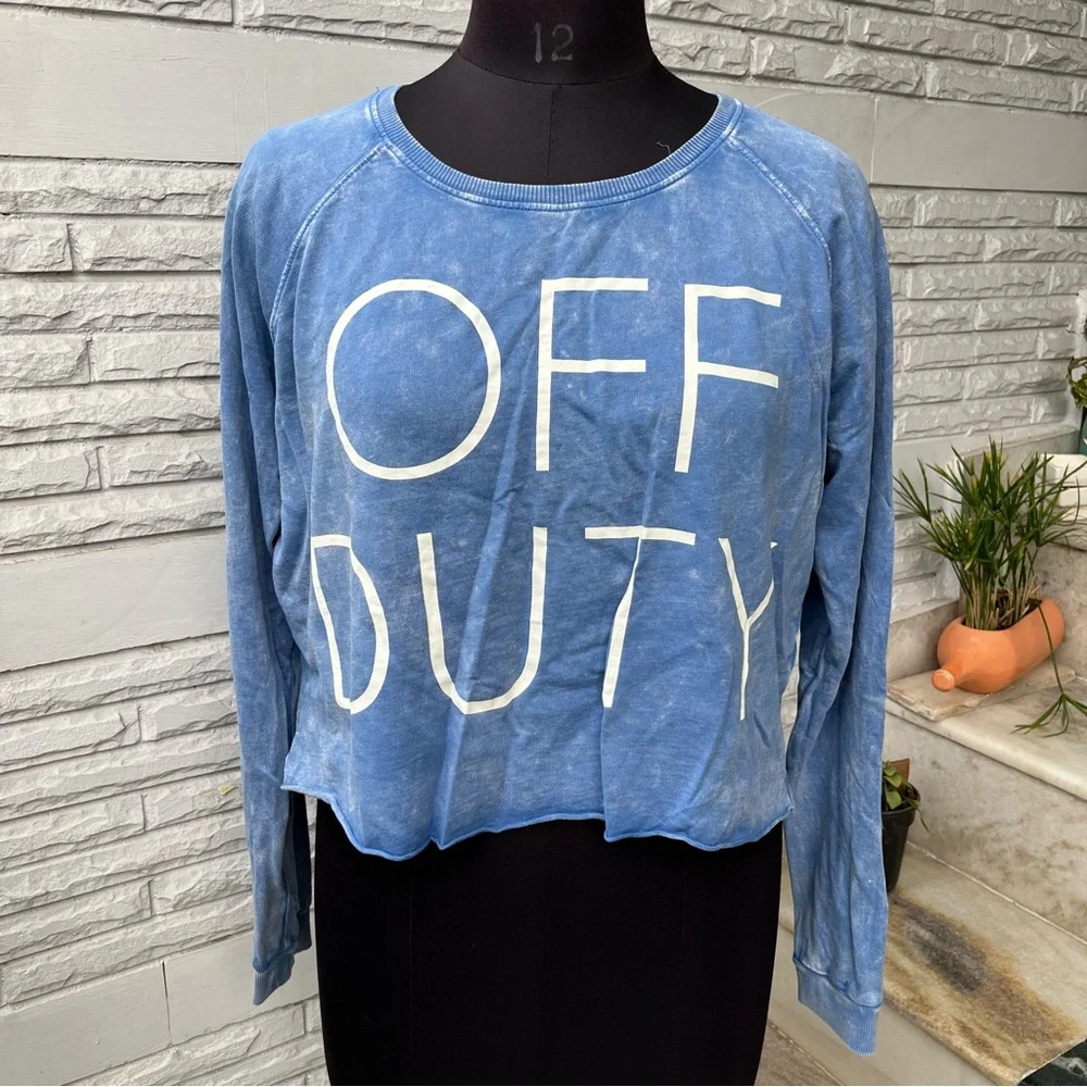 NWOT Papaya Blue Cropped Sweatshirt - Picture 1 of 5